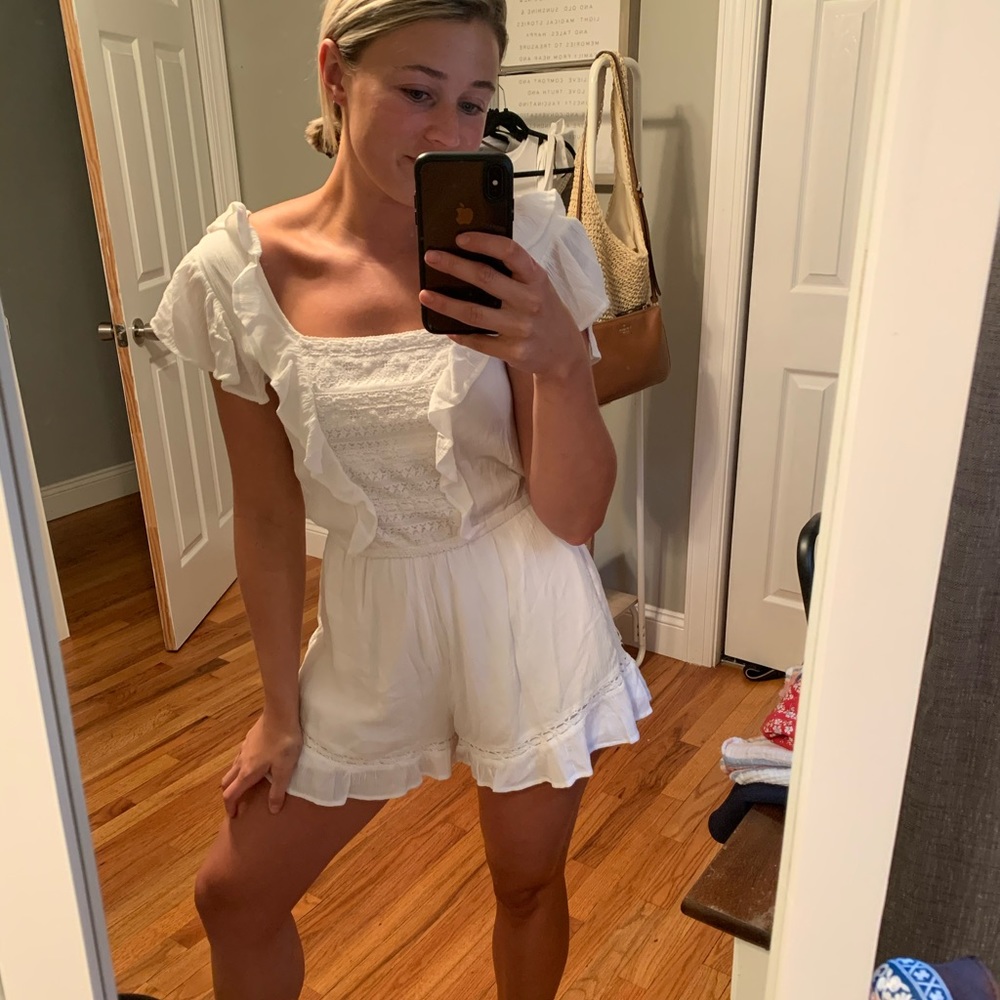 White ruffle romper